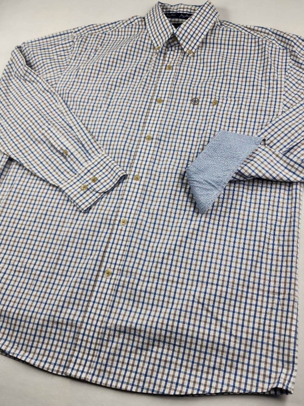 Wrangler George Strait Men's L Large Blue & White Stripe Country Western FLAW